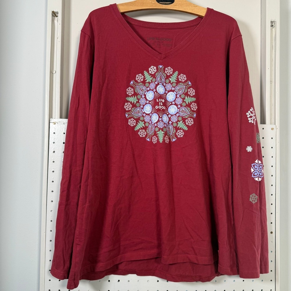 Life is Good Women's Winter Wonderland Mandala Long Sleeve Crusher Tee - XL